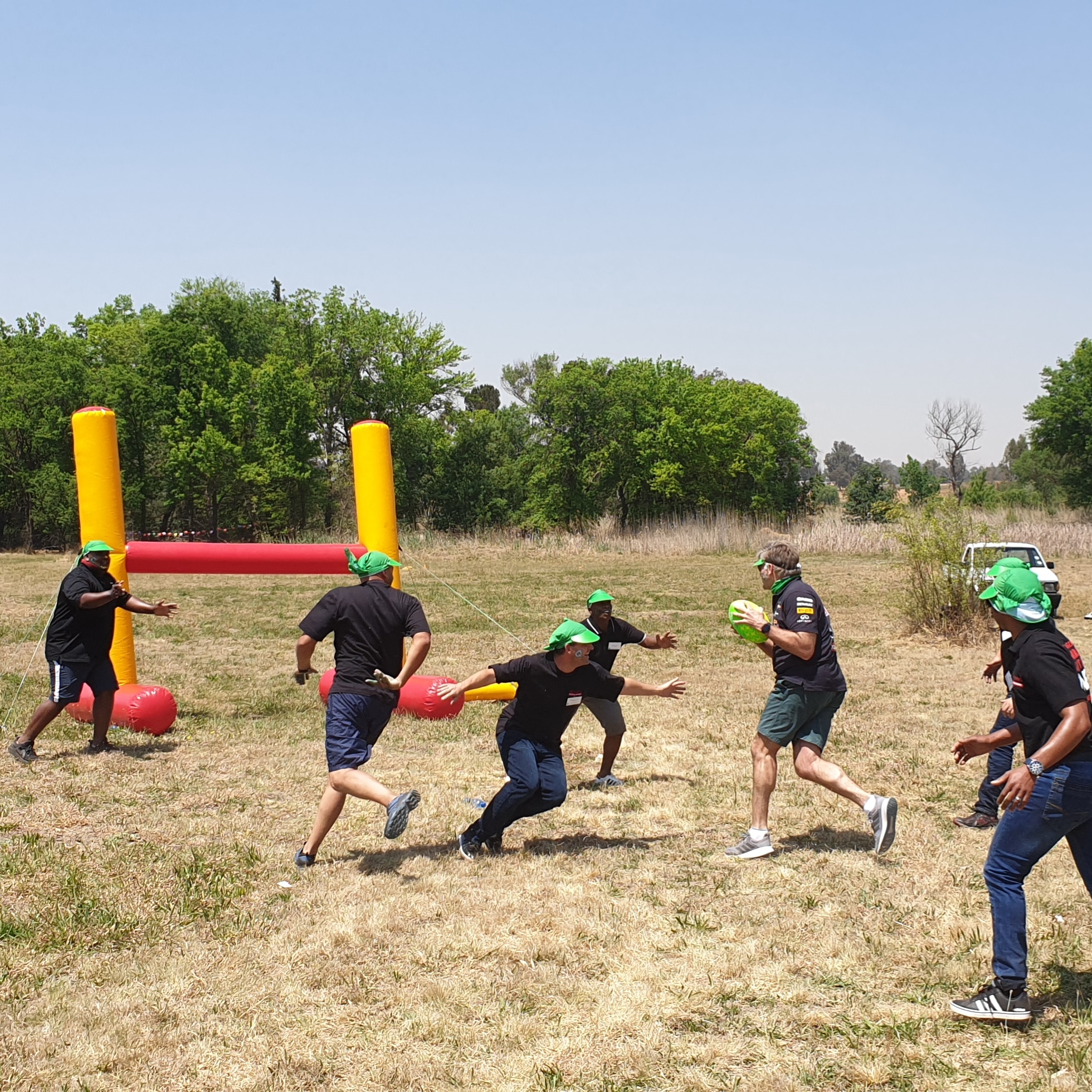 Inflatable sports teambuild spanbou teambuilding corporateteambuilding Durban Johannesburg ballito south Africa beach Cape town